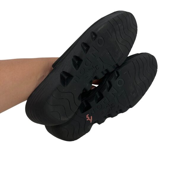 Fly London Womens Palp Black Nobuck Leather Peep-Toe Wedge Sandals SZ 40 - Picture 4 of 13